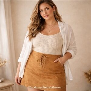 LC Lauren Conrad Vegan Suede Lace Up Skirt | 16